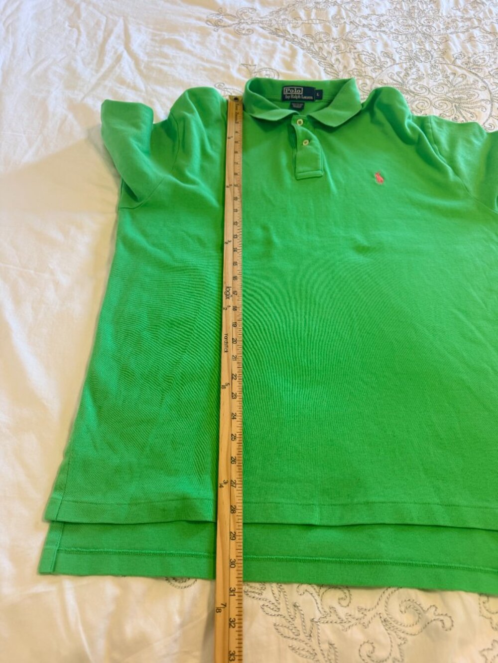 Polo Ralph Lauren Polo Shirt Mens L Lime Green Pink Pony Golf Preppy Cotton - Picture 9 of 10
